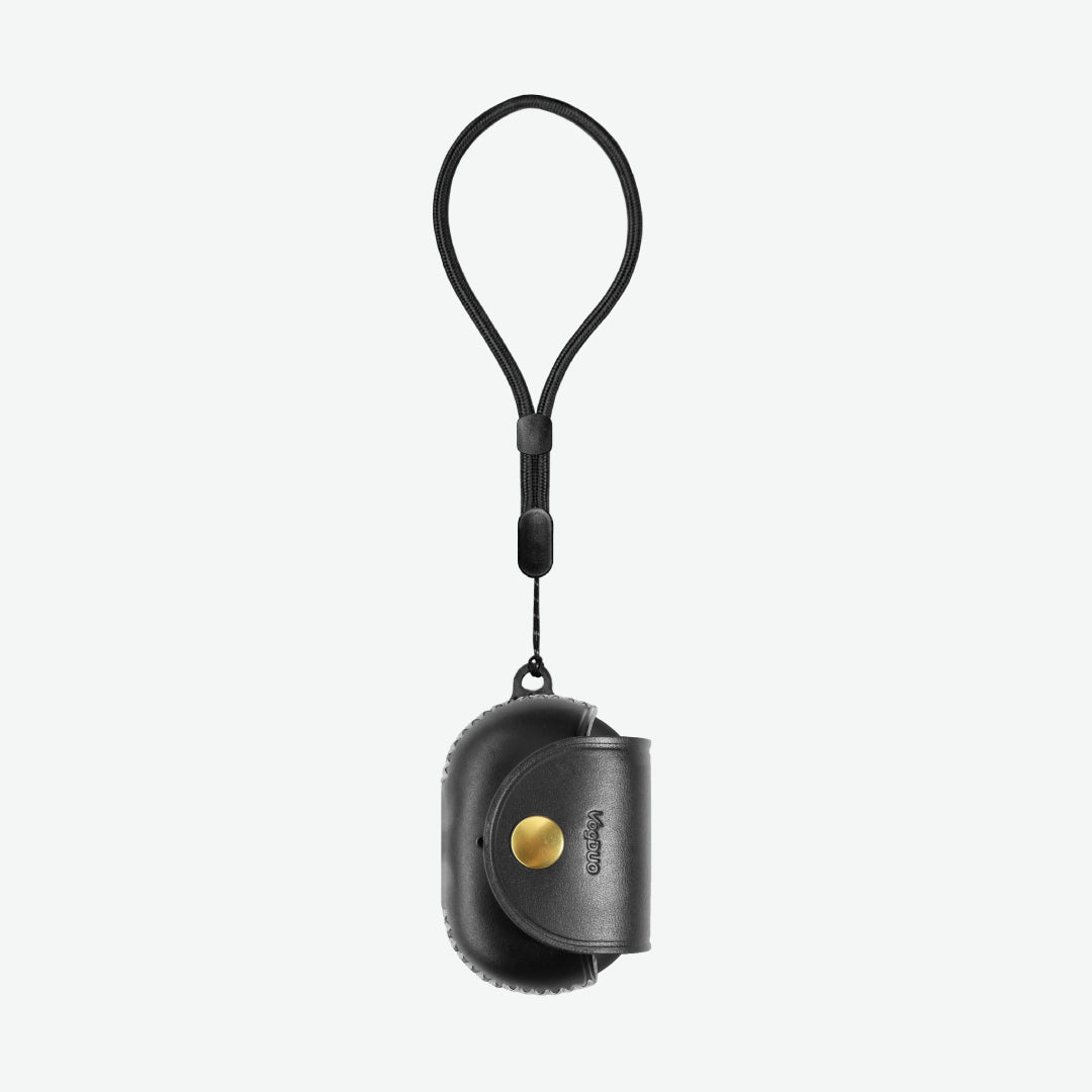 Black Beats Studio Buds+ leather case with a black lanyard