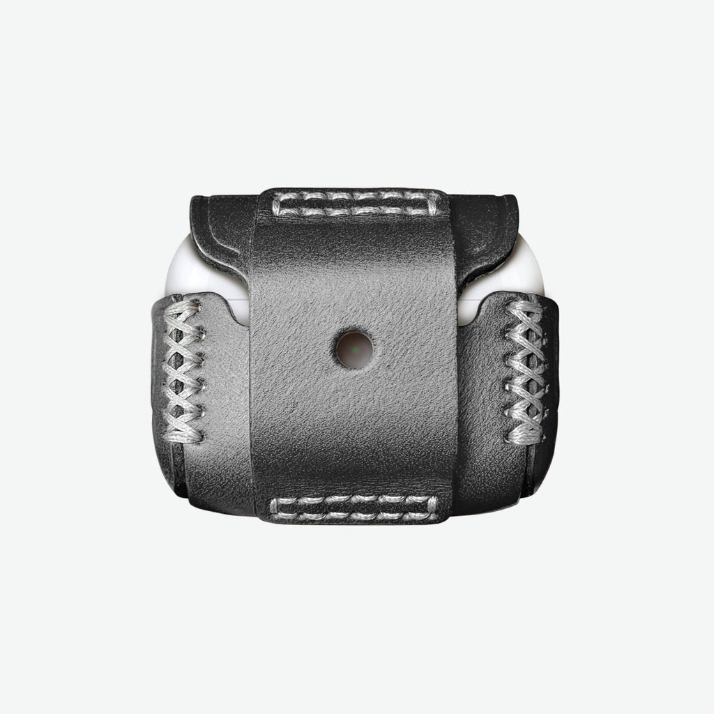 VogDUO AirPods Pro 3 Black leather case with durable hand stitches